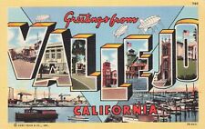 Vallejo California Large Letter Vintage Linen Postcard picture