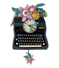 P2051 Swinging Pendulum Clock Black Vintage Writer Typewriter Design 14 inche... picture