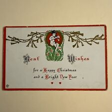 Vintage Best Wishes For A Happy Christmas And A Bright New Year Postcard c1910s picture