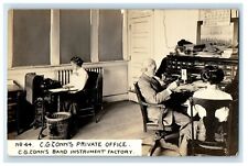 C.G. Conn's Private Office Band Instrument Factory IN RPPC Photo Postcard picture