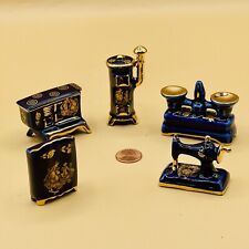 LIMOGES Miniature Porcelain Cobalt Blue Gold LOT OF 5 Details Below picture
