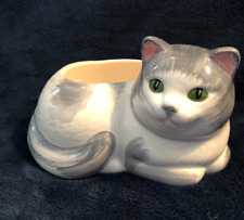 Vintage Avon Gray and White Cat Planter picture