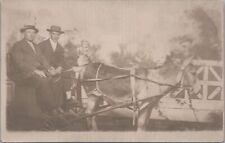 RPPC Postcard Men Driving a Cart With Donkey 1911 picture