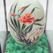 Vintage Japanese Hand Painted Large Egg Glass Case Scenery Foliage Traditional picture