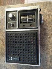 Vintage Emerson AM FM TRANSISTOR RADIO XR-200 black case has antenna picture