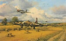 OUT OF FUEL AND SAFELY HOME by Robert Taylor signed by distinguished B-17 crew picture