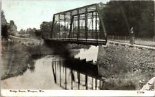 Vintage Postcard Woman Standing by Bridge Waupun Wisconsin WI 1913          1156 picture