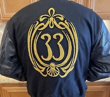 Club 33 Rare Leather Varsity Jacket With Gold Club Logo On Back Sold Out XL picture