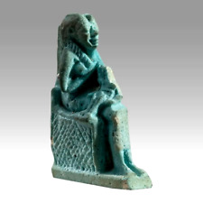 ANCIENT EGYPTIAN ISIS W/HORUS-CHILD FAIENCE AMULET (ca. 700-30 BCE) *PROVENANCE* picture