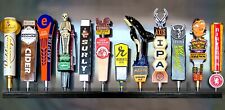 12 BEER TAP HANDLE DISPLAY BLACK FINISH WALL MOUNT INCLUDES BRACKETS picture