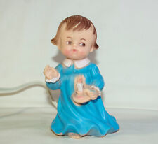 Vtg Bonnytex 1960's  Rubber Night Light Baby Child Blue Gown Holding Candle 5.5