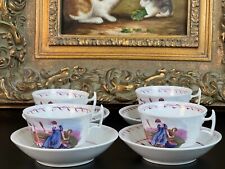AMAZING Set Of 4 Antique Adam Buck 19th c. English Porcelain Tea Cups & Saucers. picture