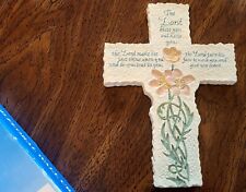 Vintage 2000 Inspirio Etched Resin Floral Cross w Numbers 6:24-26 on it w Box picture