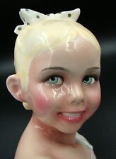 Italian Art Deco Lenci Ceramic Porcelain Bust Sculpture Blonde Girl w/ Blue Eyes picture
