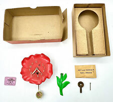 Lux Red Fire Chief Petunia Pendulette Clock w/ Original Box & Bee Pendulum RARE picture