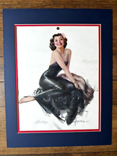 Beautiful Original 1940's Pinup Girl Picture Matted Inviting by Rolf Armstrong picture