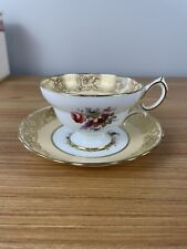 Hammersley Tea cup & Saucer Gold Floral Footed Cup Vintage England Bone China picture