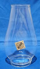 Antique Acme Flat Side Oval Lead Flint Glass Oil Finished Chimney Original Label picture