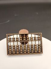 Miniature Brass Abacus Metal Pocket Office Desk Paperweight Vintage 3.25x2” picture
