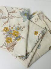Vintage Flat Sheet Twin BOHO Floral Butterfly Brown Orange Blue USA FABRIC picture