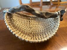 Handcrafted Woven Basket with Lake Michigan Driftwood Handle and Pinecone Accent picture