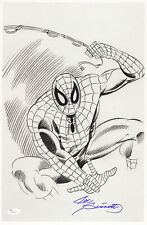 1990s Joe Sinnott Spiderman Dark Pencil Sketch Signed 11x17 B&W Print (JSA) picture