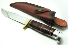 💯Very Rare Vintage Wester USA Early Fixed Blade Skinning Hunting Knife & Sheath picture