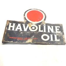 VINTAGE ORIGINAL TEXACO HAVOLINE OIL DOUBLE SIDED SIGN INDIAN REFINING CO 1930's picture