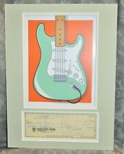 Leo Fender Signed Autographed 1969 Business Check w/ Surf Green Strat Art Print picture