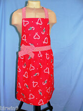 New Child's Red Christmas Apron w/Candy Canes & Hearts from Avon picture