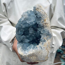 4.8lb Large Natural Blue Celestite Crystal Geode Quartz Cluster Mineral Specime picture