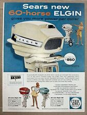 Vtg Advertisement Sears Elgin 60-Horse 1959 Outboard Motor picture