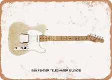 Guitar Art - 1955 Fender Telecaster Pencil Drawing - Rusty Look Metal Sign picture