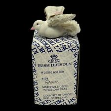 Ireland MZ DRESDEN Porcelain Ivory Dove Bird Ornament Lace Wings #4124 BOX EUC picture