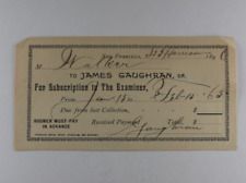 Subscription to The Examiner - James Gaughran - Jan 12, 1896 -San Francisco, Cal picture