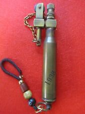 Trench Art Kerosene Lighter Solid Brass Shell 1938 w/ Key Chain Attach (Replica) picture
