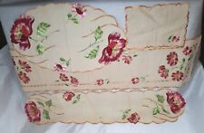 Vintage Linen Table Ruuners Place Mat And Napkin With Silk Embroidered Flowers picture