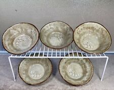 Lot 5 Pcs Korean Dumbung Buncheon Ware Handmade Pottery Clay Rice Bowls 6”D picture