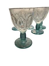 Set Of 5 Vintage Avon Emerald Accent Cordial Wine Glasses With Green Stem 1982 picture