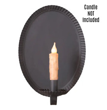 New Primitive Early SMOKEY BLACK TAPER CANDLE HOLDER WALL SCONCE Oval Hanging picture