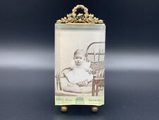 19C French Empire Bevelled Crystal Glass & Gold CDV Portrait Photo Picture Frame picture