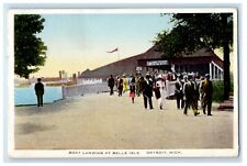 1918 Boat Landing Belle Isle Bridge River Detroit Michigan MI Vintage Postcard picture