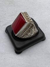 Rare Old Vintage Natural Agate Stone Mixed Sliver Unique Ring picture