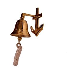 Brass Nautical Bell with Anchor Mount: Unique Pirate Ship Marine Decor Gift picture