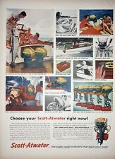 Vintage Print Ad 1956 Scott-Atwater Motor Boat Outboard Retro Lake River House picture