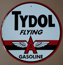 Tydol Gas Sign Flying A Round Metal Vintage Advertising Tin New USA picture