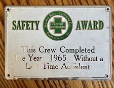 Vintage 1965/66 Indiana Bell Telephone Safety Award Metal Sign 6.5