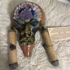 Vintage Brazilian Multi Gemstone Porongo Gourd Mask Handcrafted RARE Folk Art picture