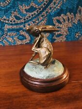 Brass Rabbit Figurine-Wood Base picture