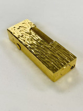 Vintage Dunhill Rollagas Butane Lighter- Gold Plated Bark Finish- Takes Spark picture